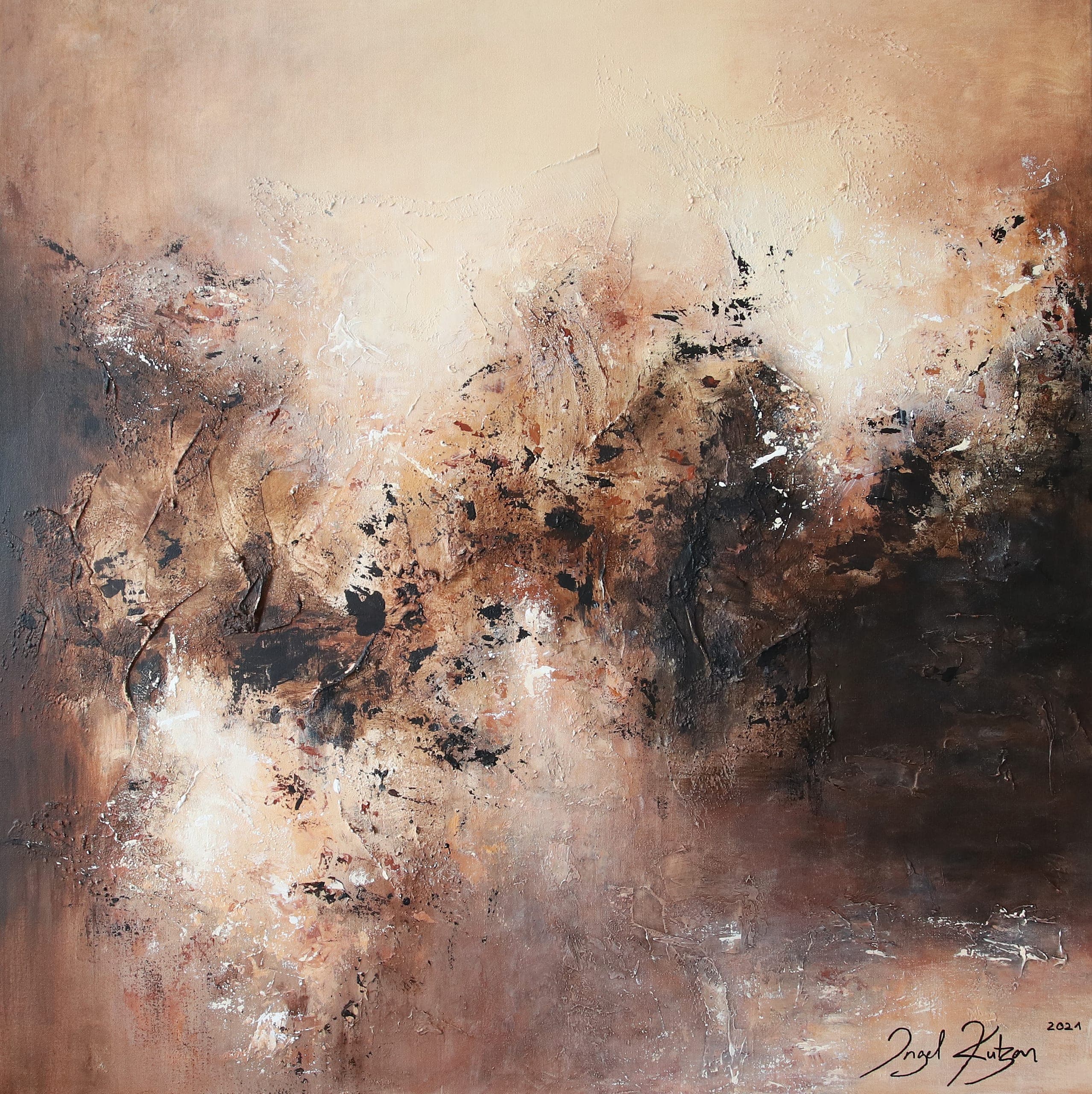 All I've Ever Wanted – original abstract painting in golden light and brown tones with rich texture