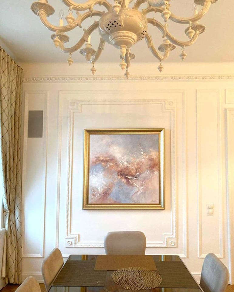 Ingel Kutsar's abstract original painting "For You" on the wall in an interior