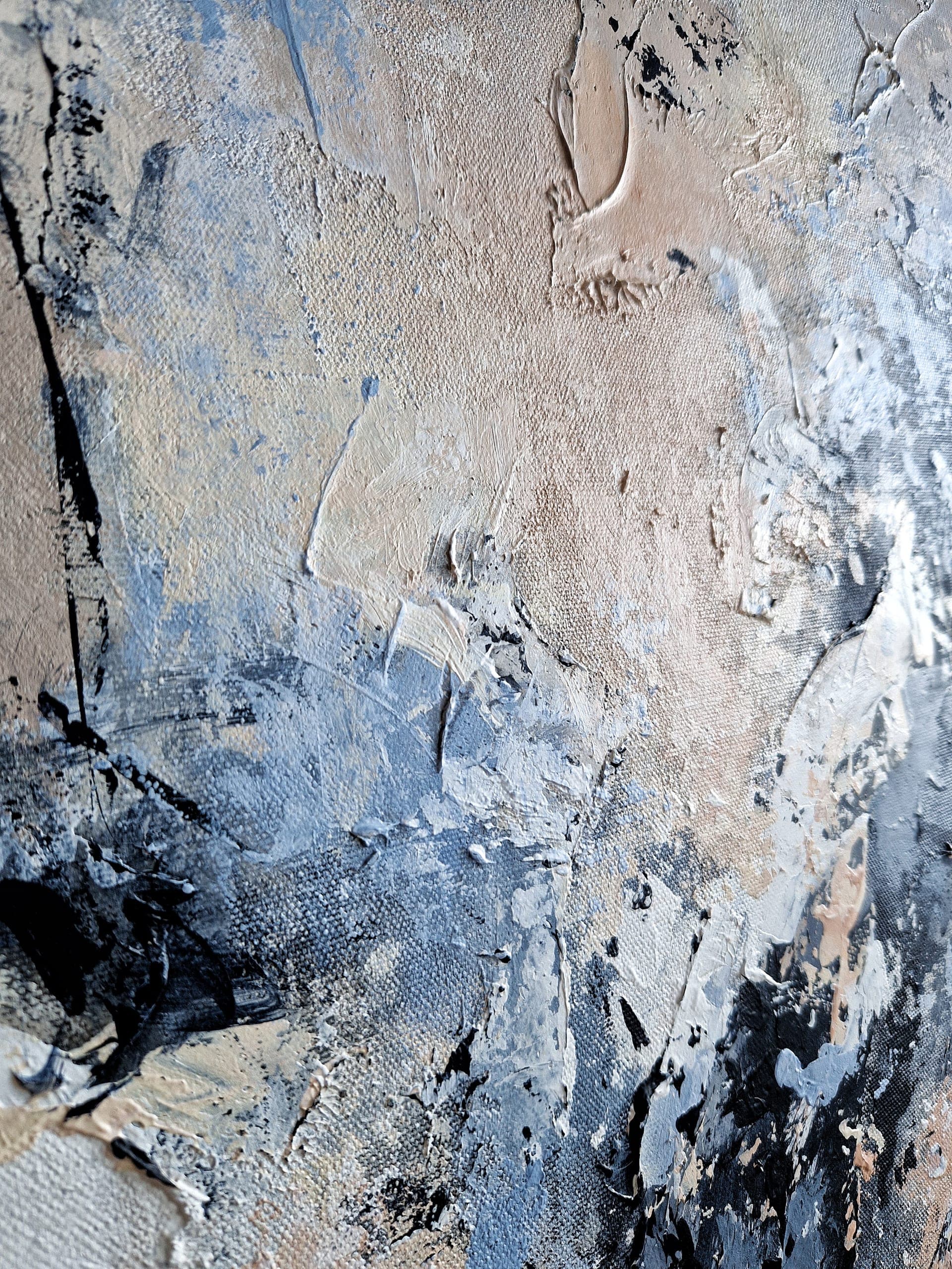  Close-up detail of "The Power of Gentleness" showing layered texture and surface depth