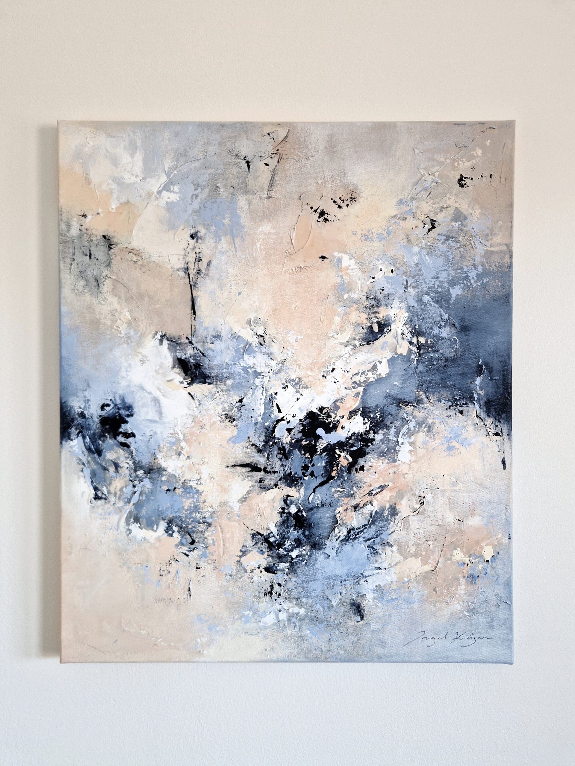 Contemporary abstract painting "The Power of Gentleness" featuring layered texture and balanced composition
