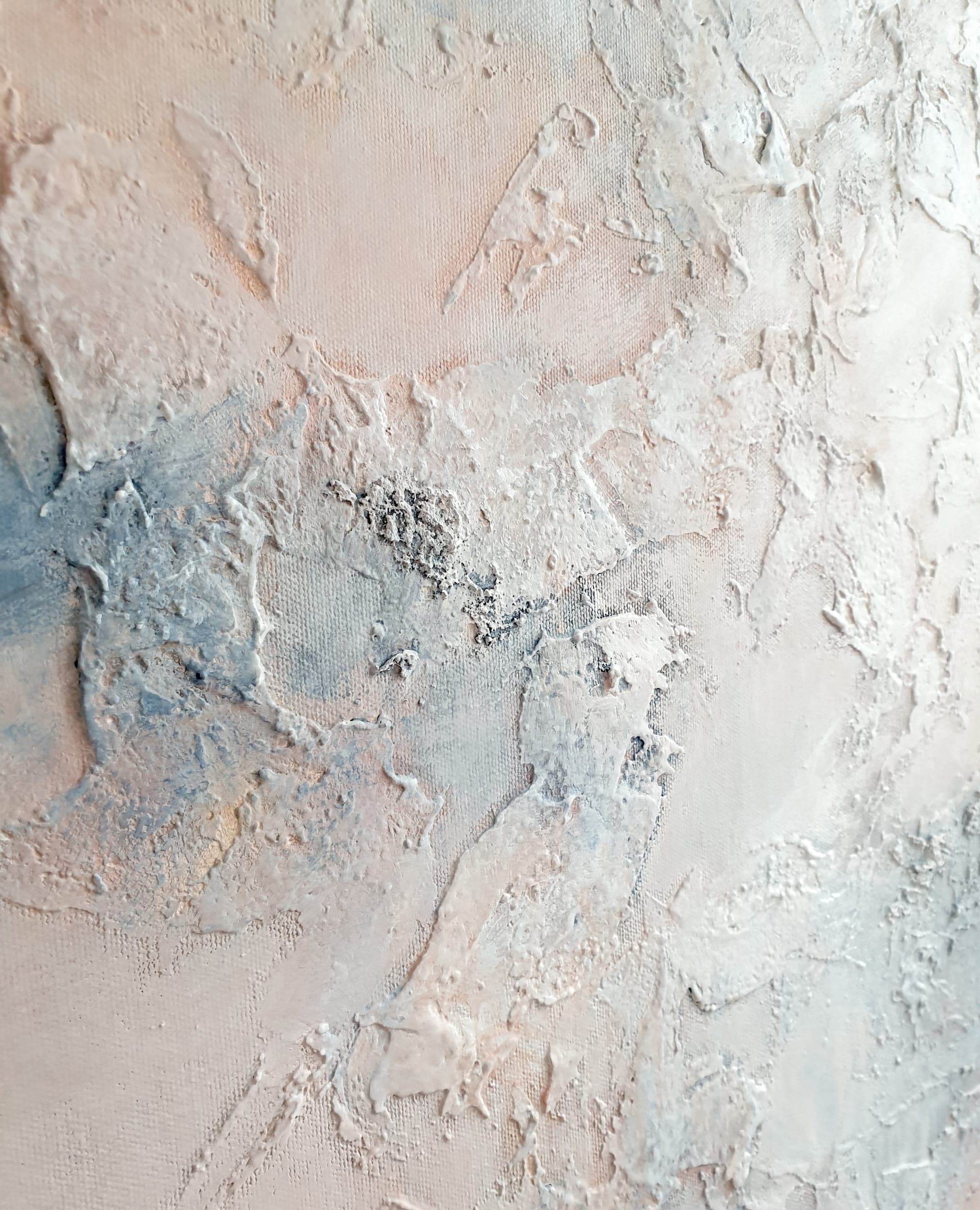 Detail maalist "Unelm", mis toob esile kihilise tekstuuri ja pinnastruktuuri 