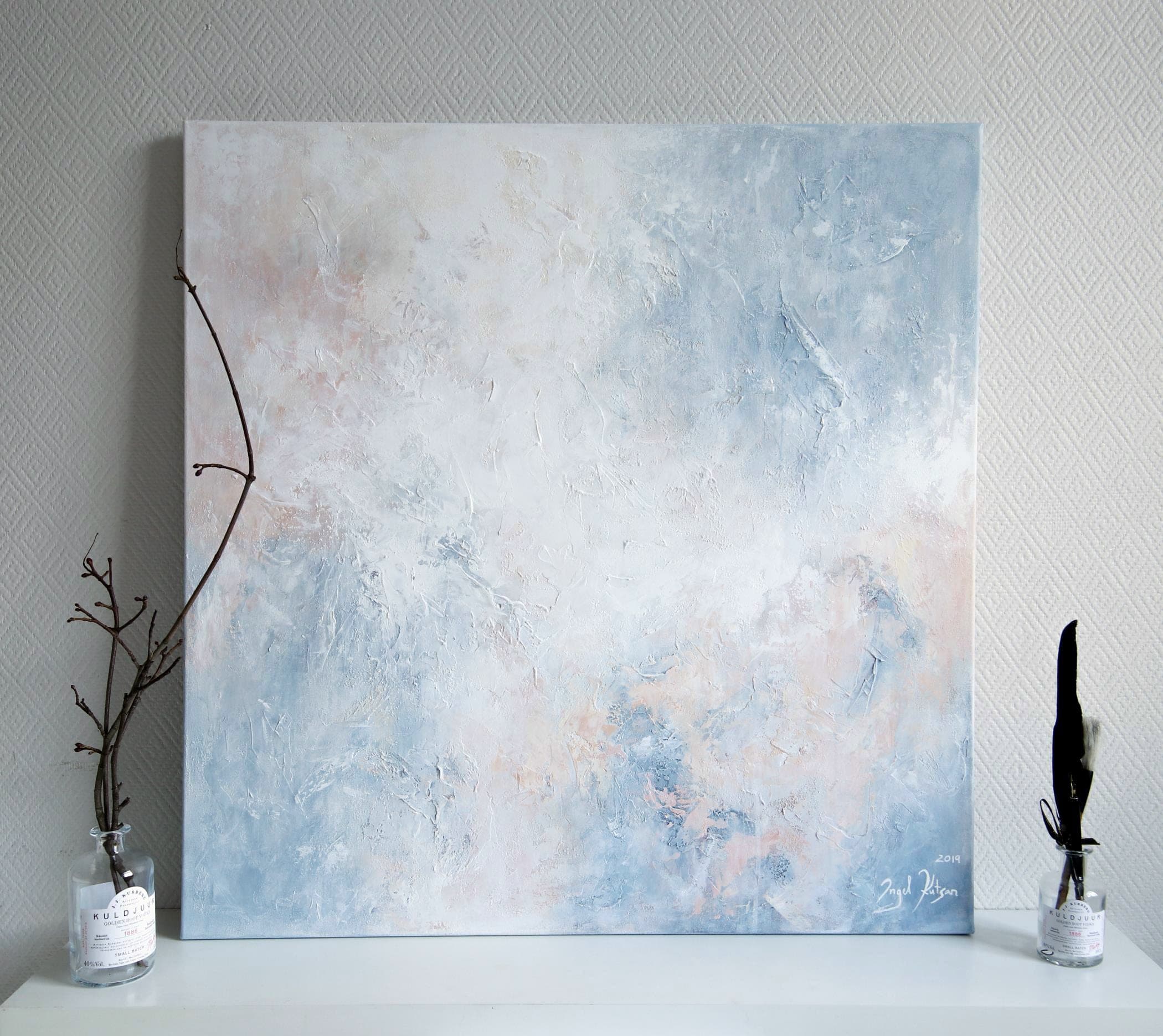 Kaasaegne abstraktne kunst interjööris, maal "Vaikus" 